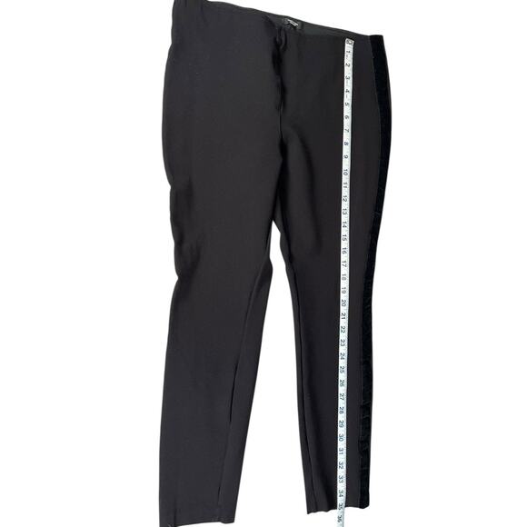 Vera Wang Size Large Skinny Tuxedo Pants Velvet Side Stretch Black Pull On Work - Picture 8 of 8